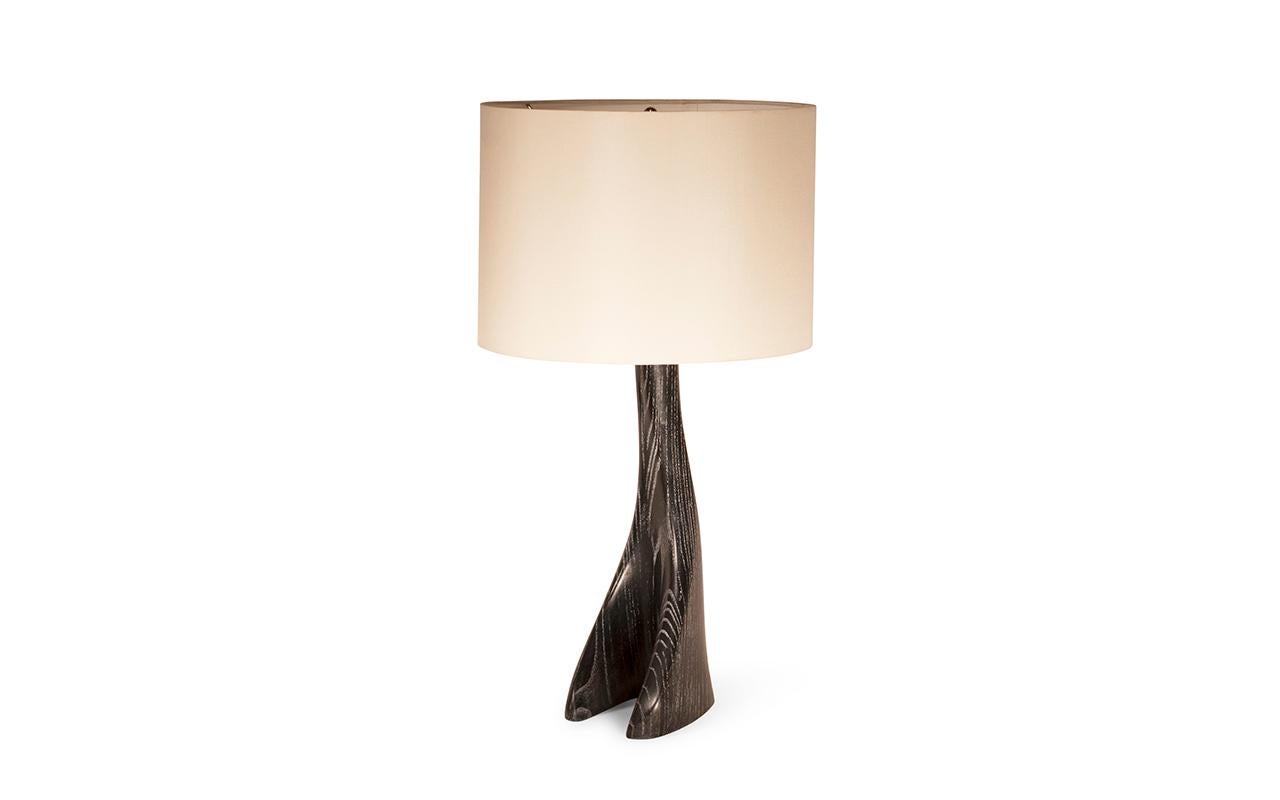 Organic Modern Amorph Nile Contemporary Table Lamp in Desert Night Stain and Ivory Silk Shade For Sale