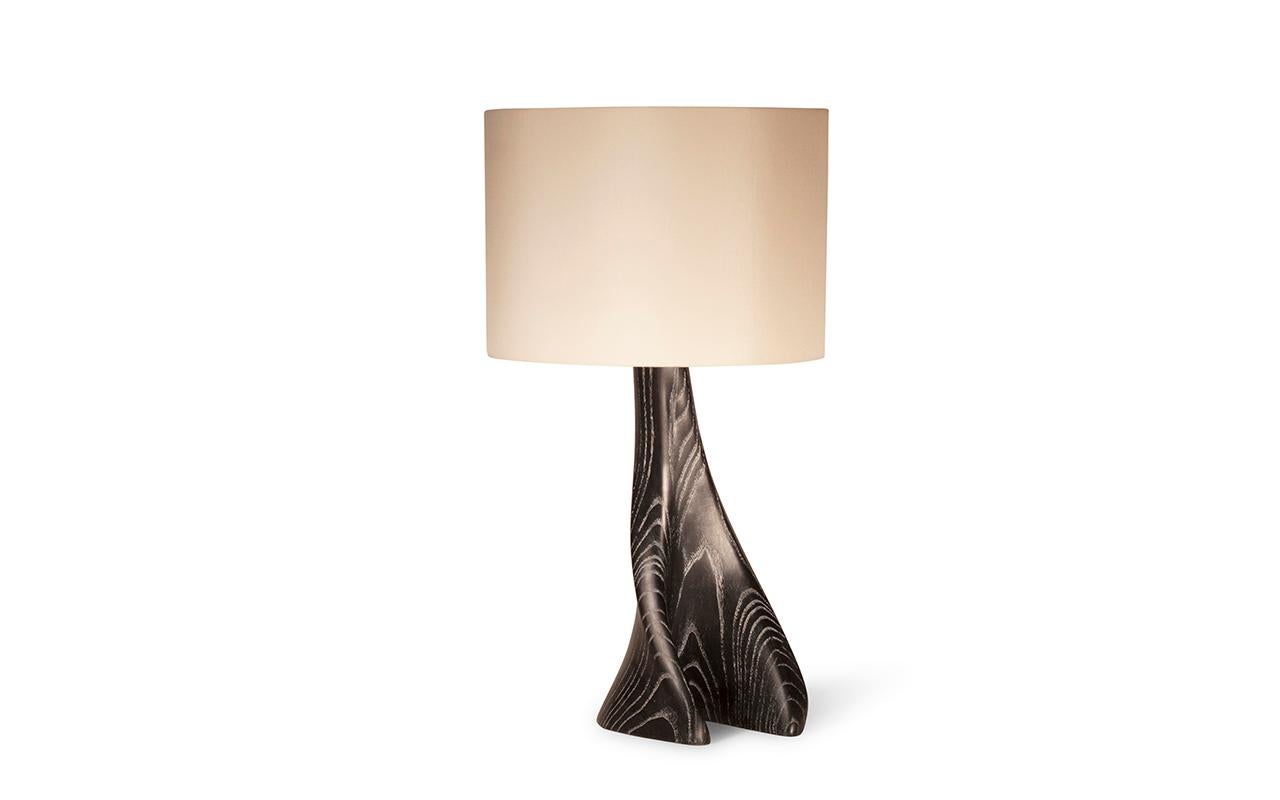 American Amorph Nile Contemporary Table Lamp in Desert Night Stain and Ivory Silk Shade For Sale