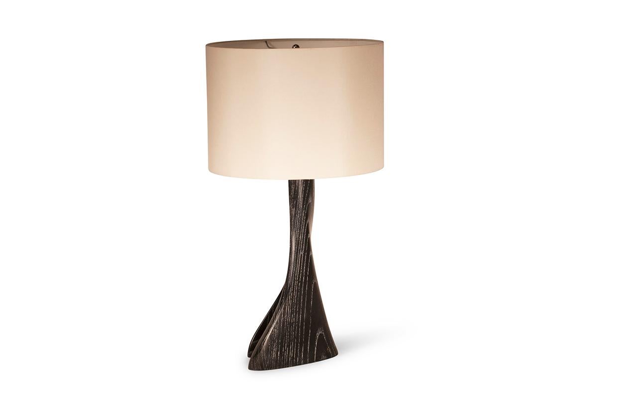 Amorph Nile Contemporary Table Lamp in Desert Night Stain and Ivory Silk Shade In New Condition For Sale In Los Angeles, CA