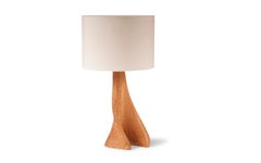 Amorph Nile Table Lamp in Natural Stain in White Oak and Ivory Silk Shade