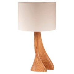 Amorph Nile Table Lamp in Natural Stain in White Oak and Ivory Silk Shade