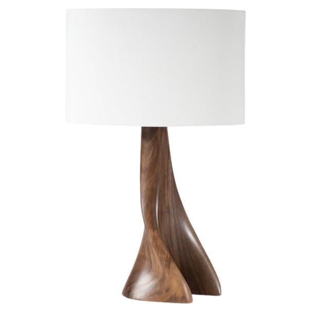 Amorph Nile Table lamp Natural stain on Walnut wood with Oval Ivory Silk shade For Sale