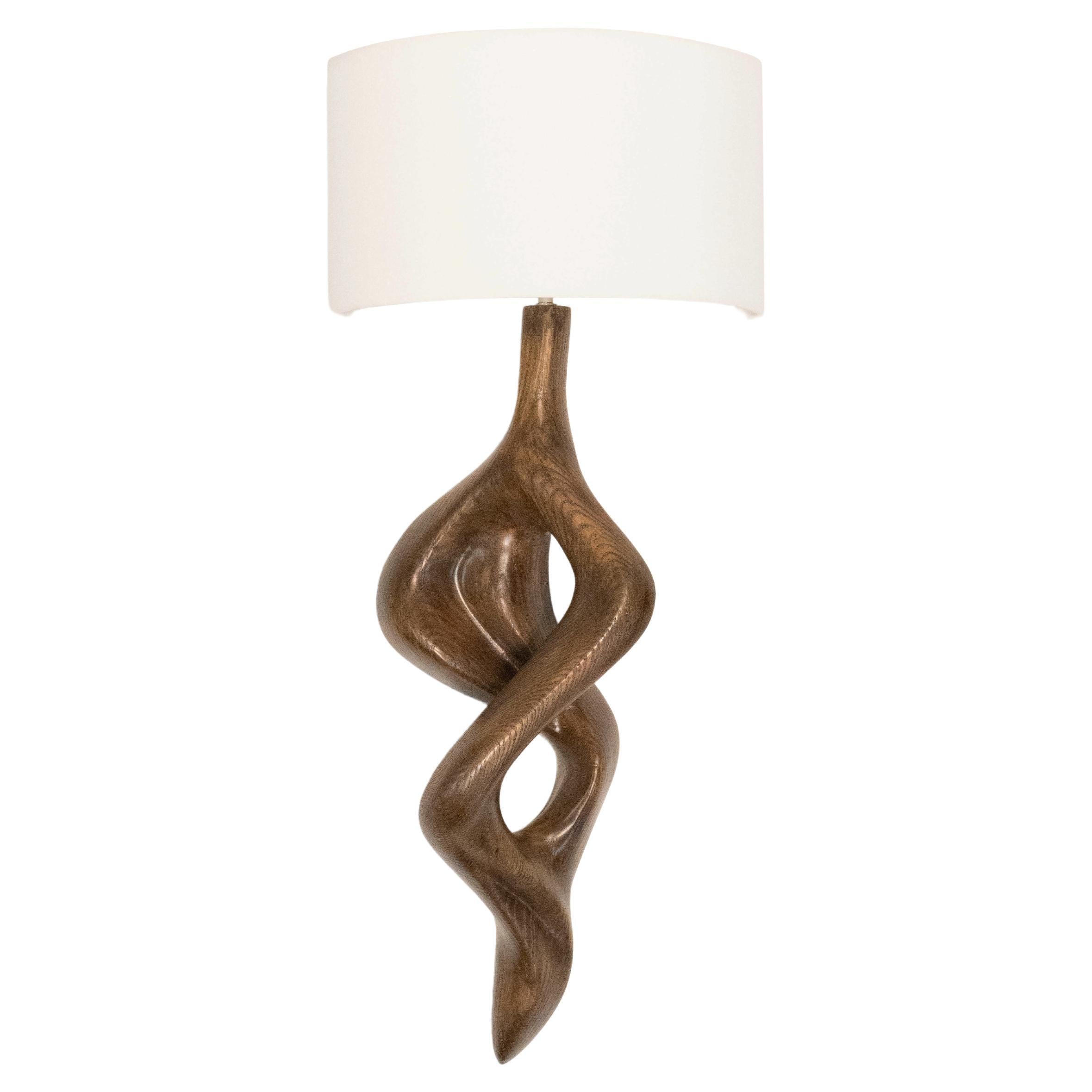 Amorph Nomi Sconce Graphite Walnut stain on Ash wood with Ivory Shade For Sale