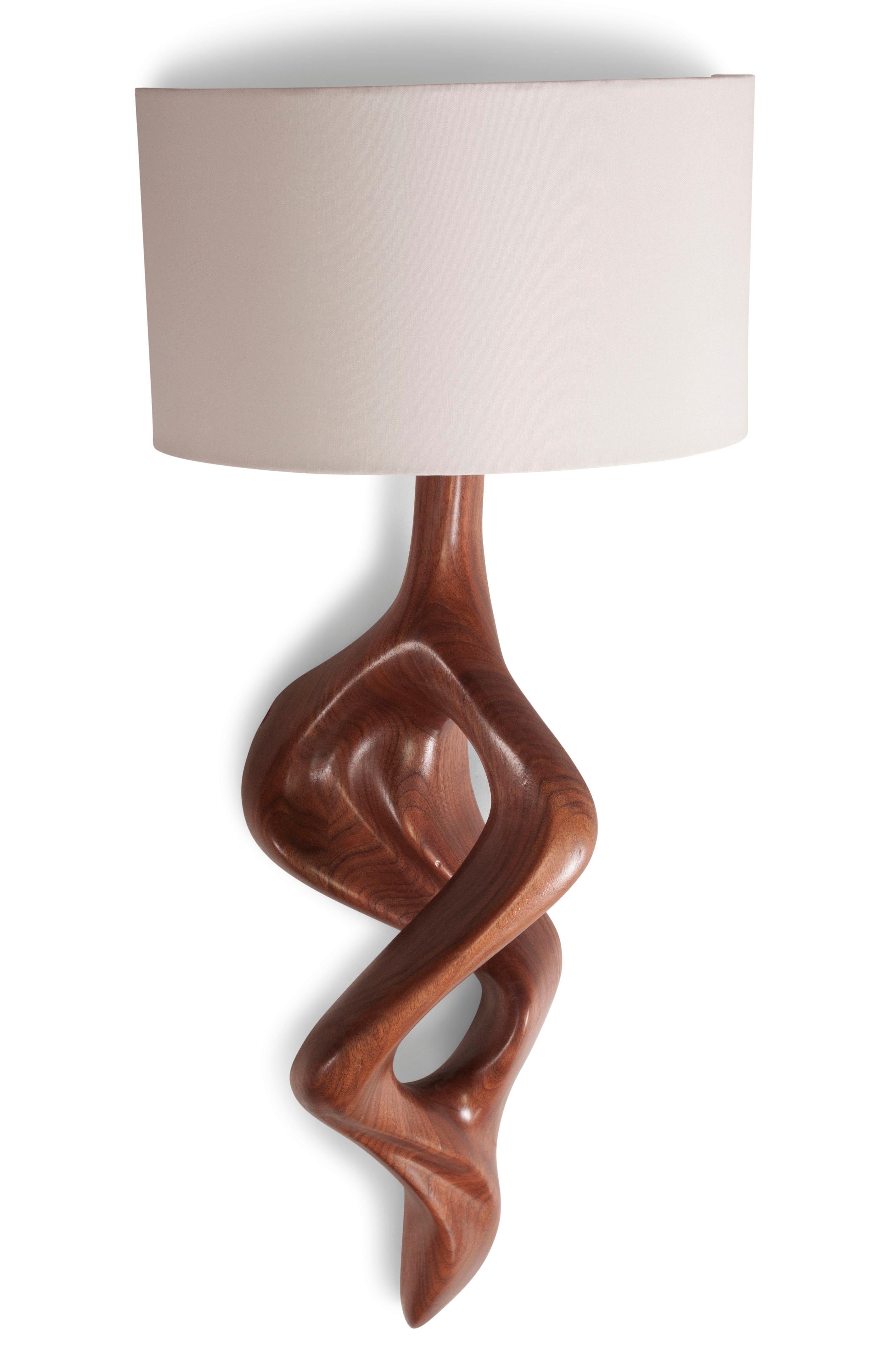 Contemporary Amorph Nomi Sconces Natural stain on Walnut wood with Ivory Shade For Sale
