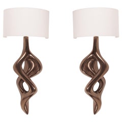 Amorph Nomi Sconces, Set of 2, Dark Bronze Finish with Ivory Silk Shade