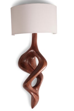 Nomi Sculptural Wall Lighting Walnut wood with Ivory silk shade