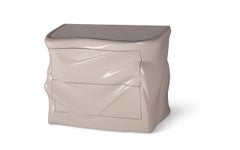 Amorph Noor Contemporary Nightstand in Off White lacquer with glass