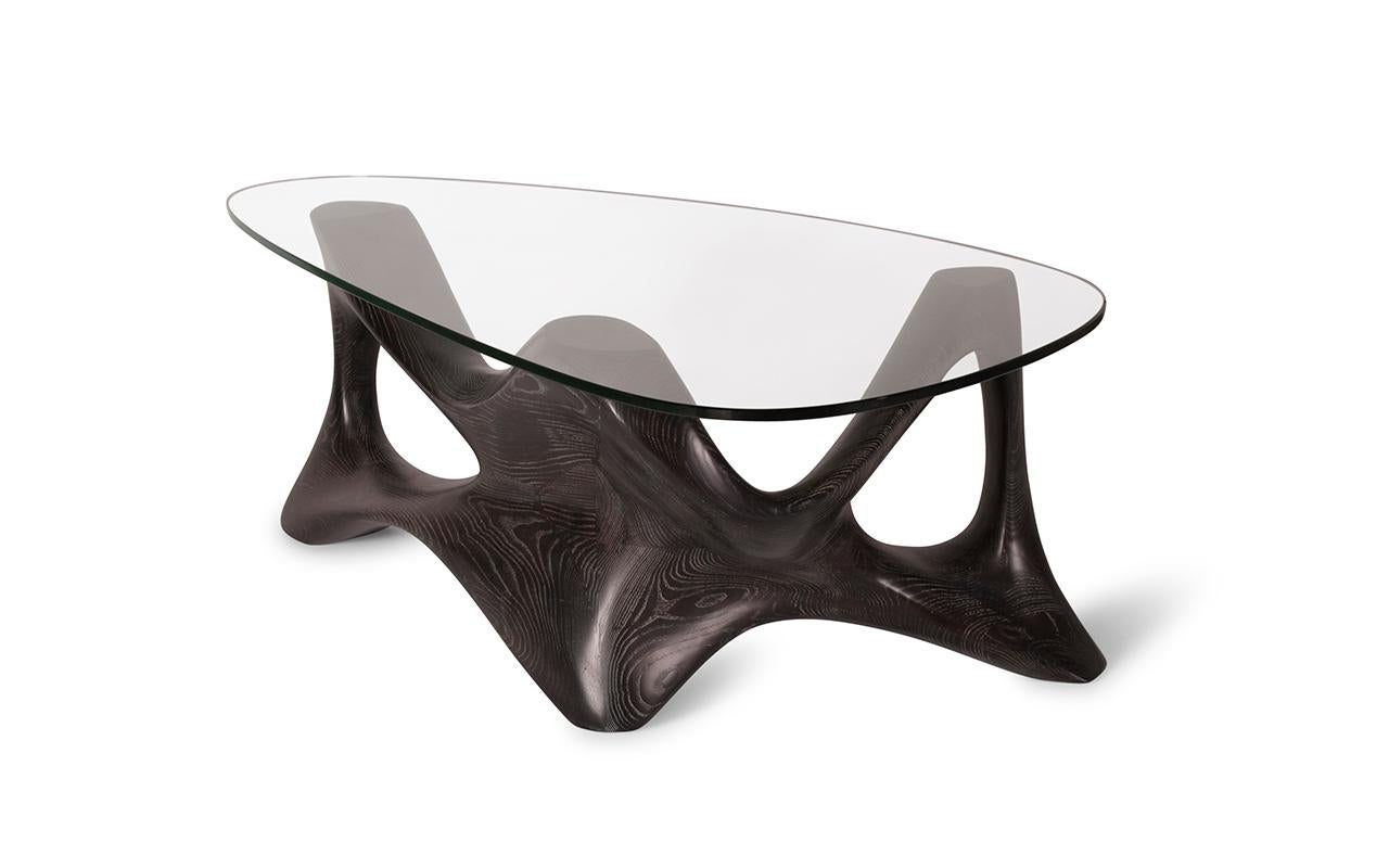 Organic Modern Amorph Nyx Contemporary coffee Table in Ebony Ceruse Stain   For Sale