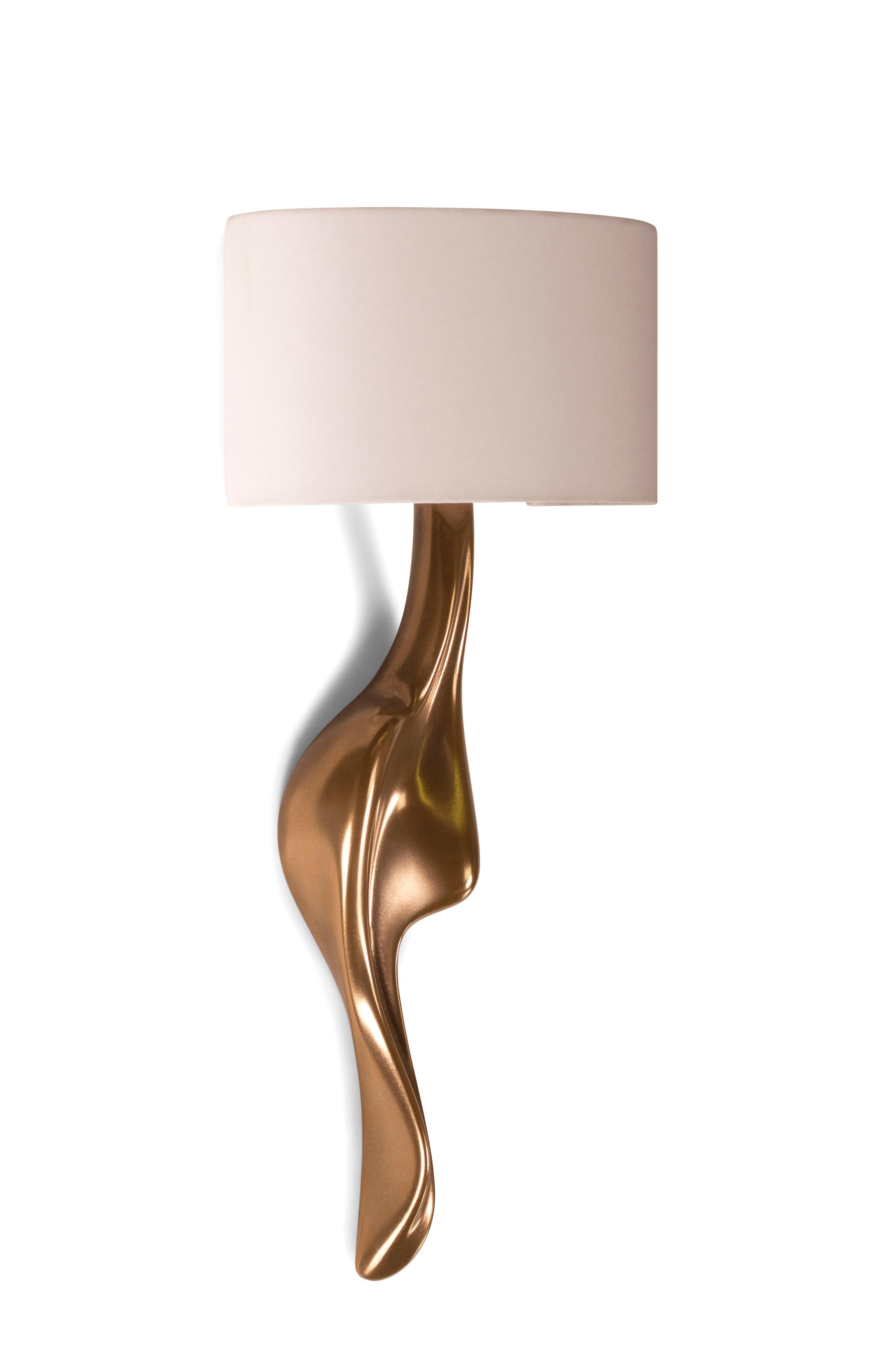 Modern Amorph Oralee Sconces, Gold Finish with Ivory Sink Shade