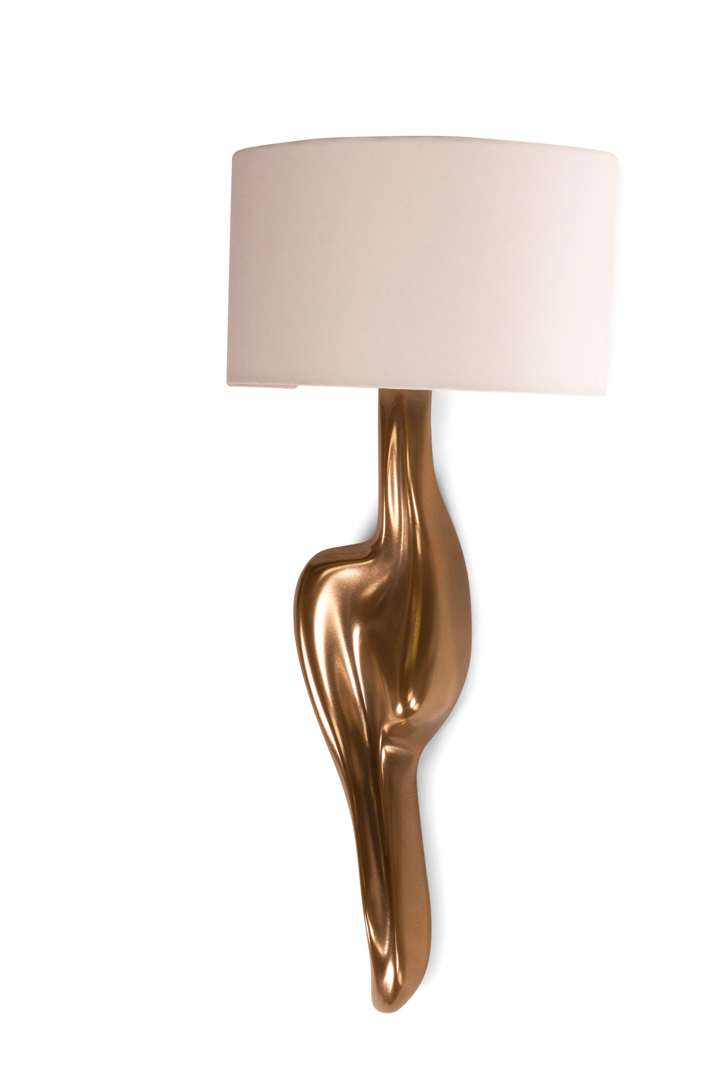 American Amorph Oralee Sconces, Gold Finish with Ivory Sink Shade