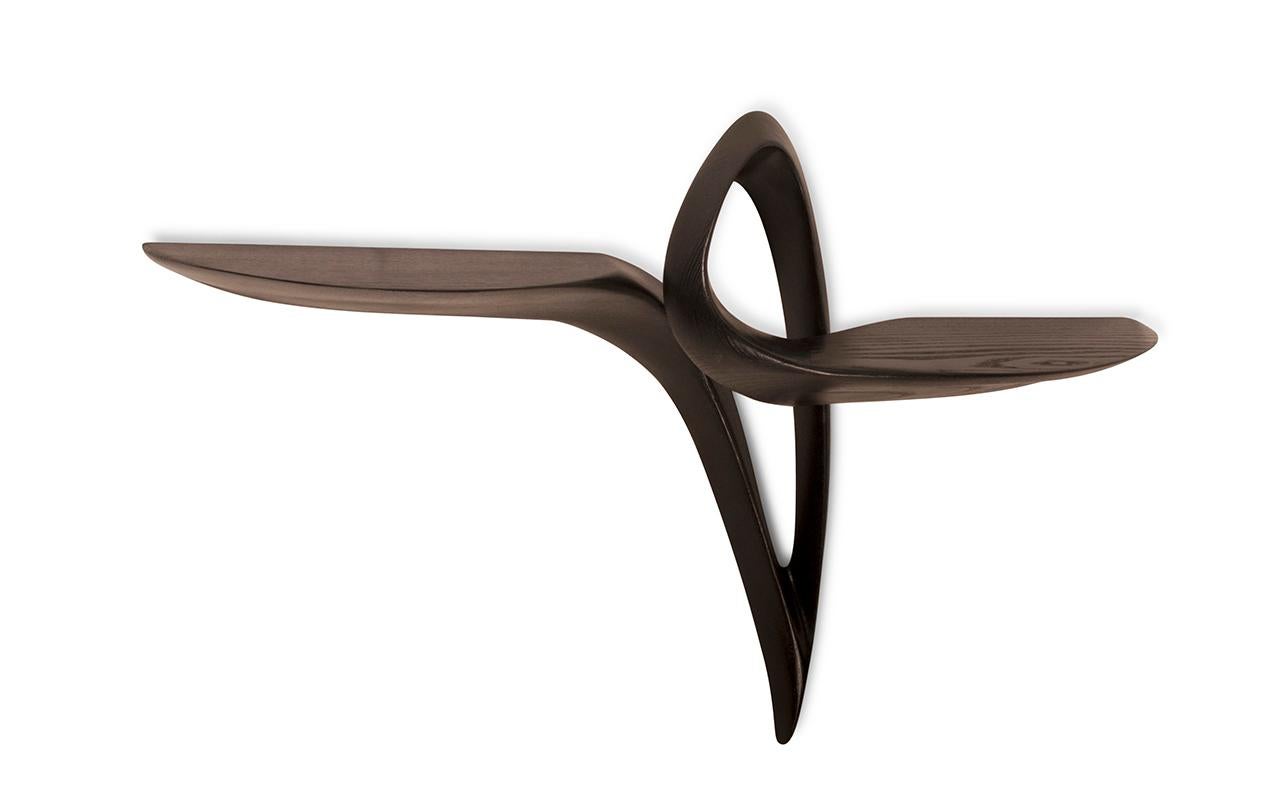 Organic Modern Amorph Orchid Modern Wall Mounted Console Table in Ebony on Ash wood For Sale