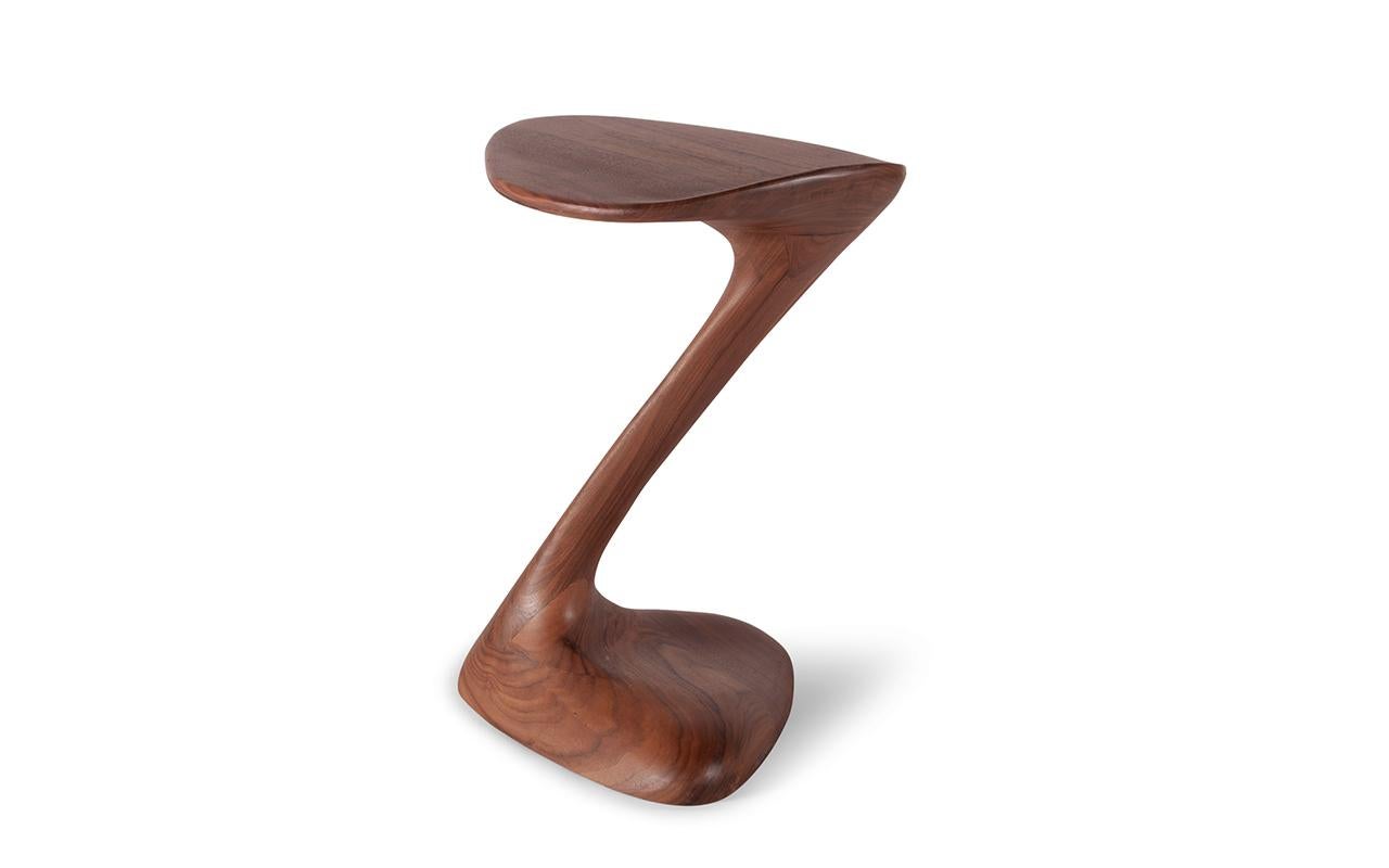 Modern Amorph Palm Side Table, Solid Walnut Wood, Natural Stain For Sale