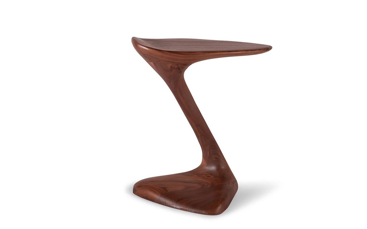 American Amorph Palm Side Table, Solid Walnut Wood, Natural Stain For Sale