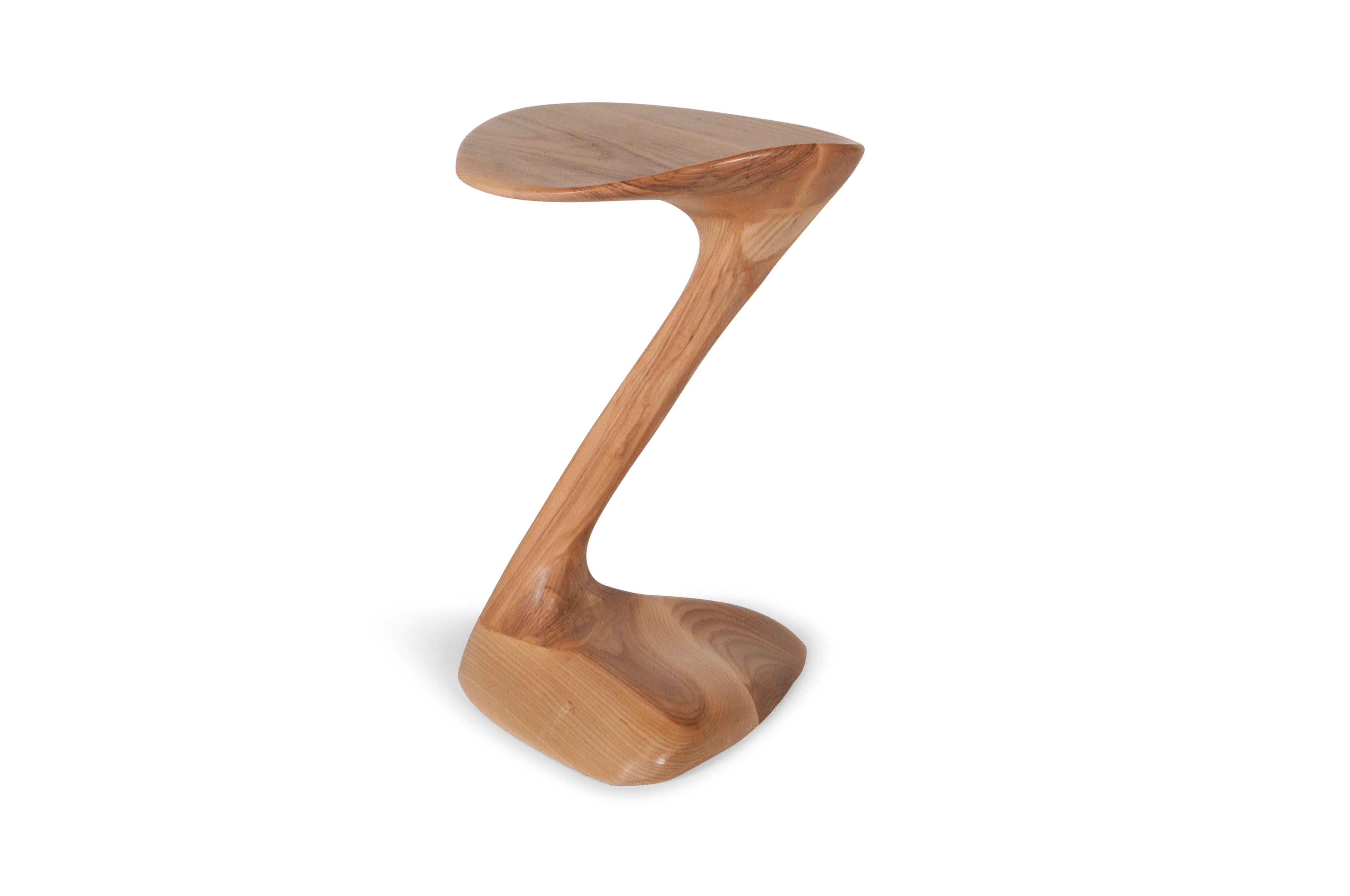 Modern Amorph Palm Side Table Solid Ash wood with Honey stain  For Sale