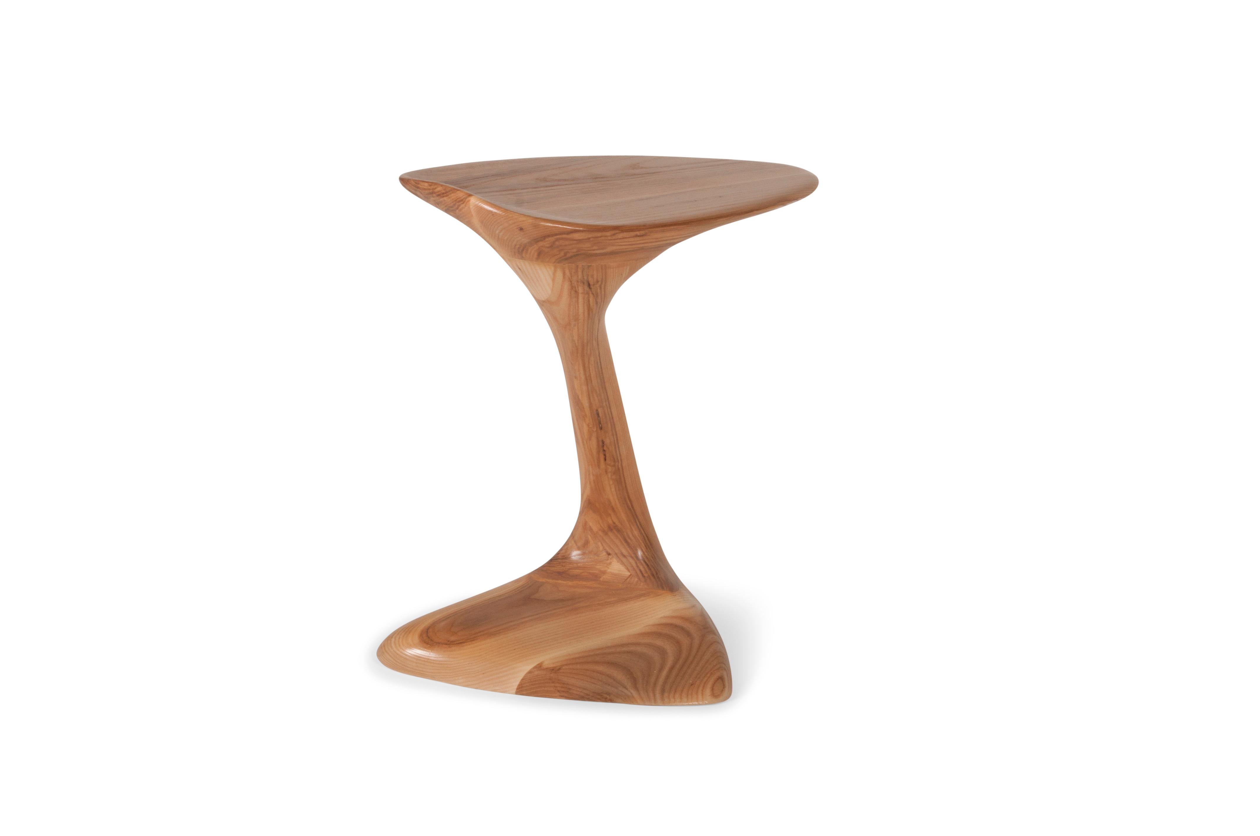Amorph Palm Side Table Solid Ash wood with Honey stain  In New Condition For Sale In Los Angeles, CA