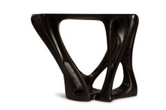 Petra Console Table by Amorph Carved Ash Wood, Organic Design Ebony stain