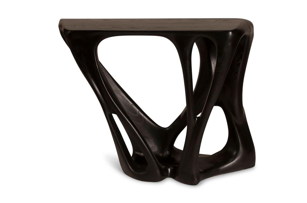 Organico moderno Consolle Petra color ebano su legno di frassino di Amorph in vendita