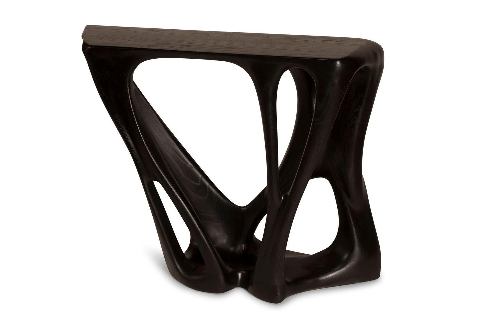 Contemporary Amorph Petra console table in Ebony stain on Ash wood  For Sale