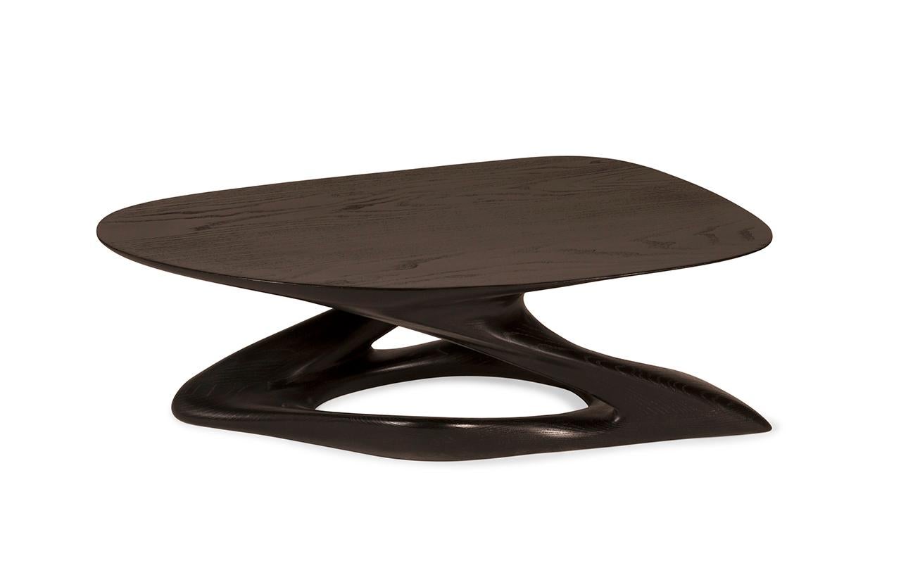 Machine-Made Amorph Plie modern Coffee Table Ebony Stain on Ash wood For Sale