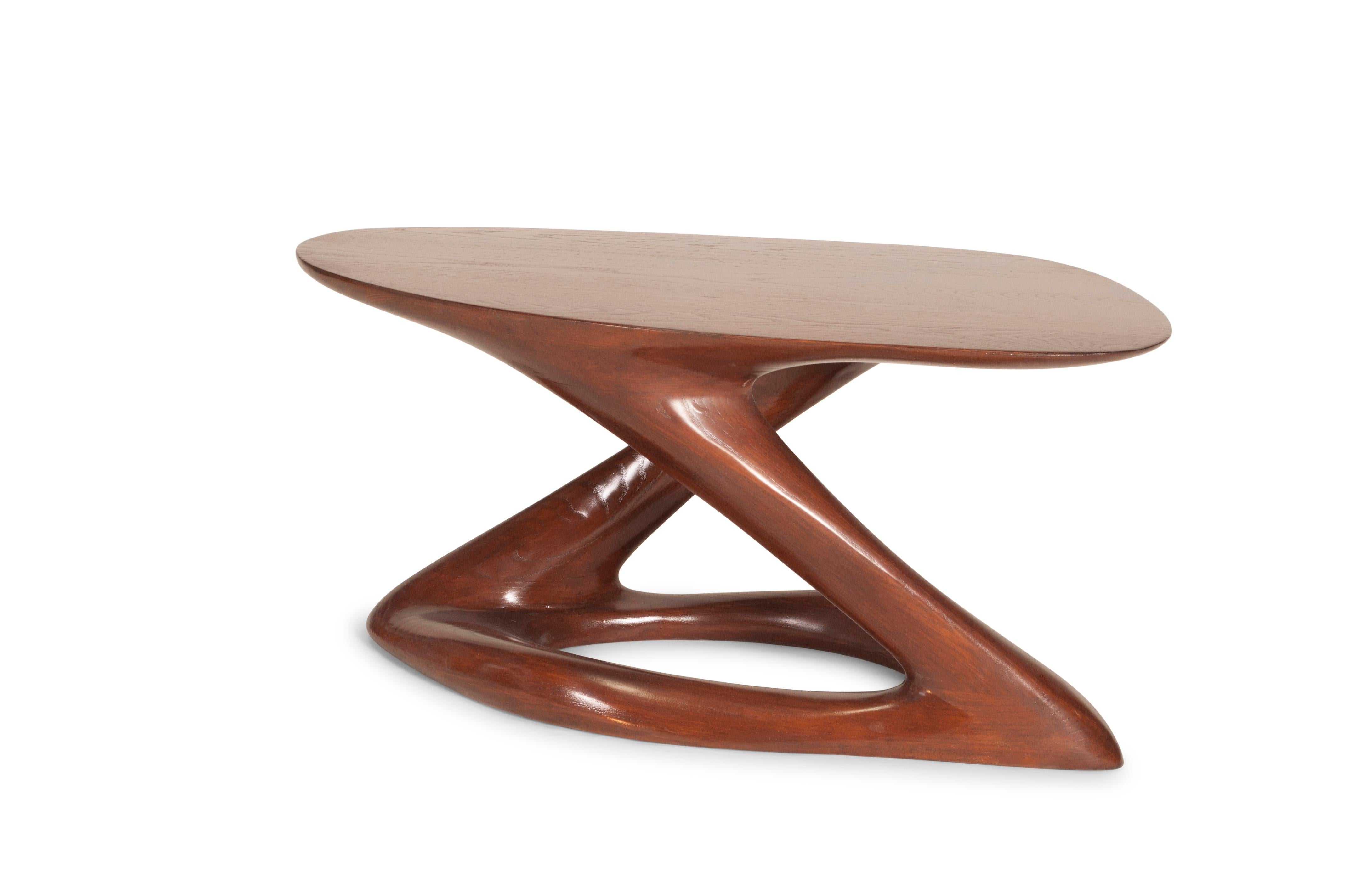 American Amorph Plie Modern Coffee Table, Walnut Stain on Ash Wood For Sale