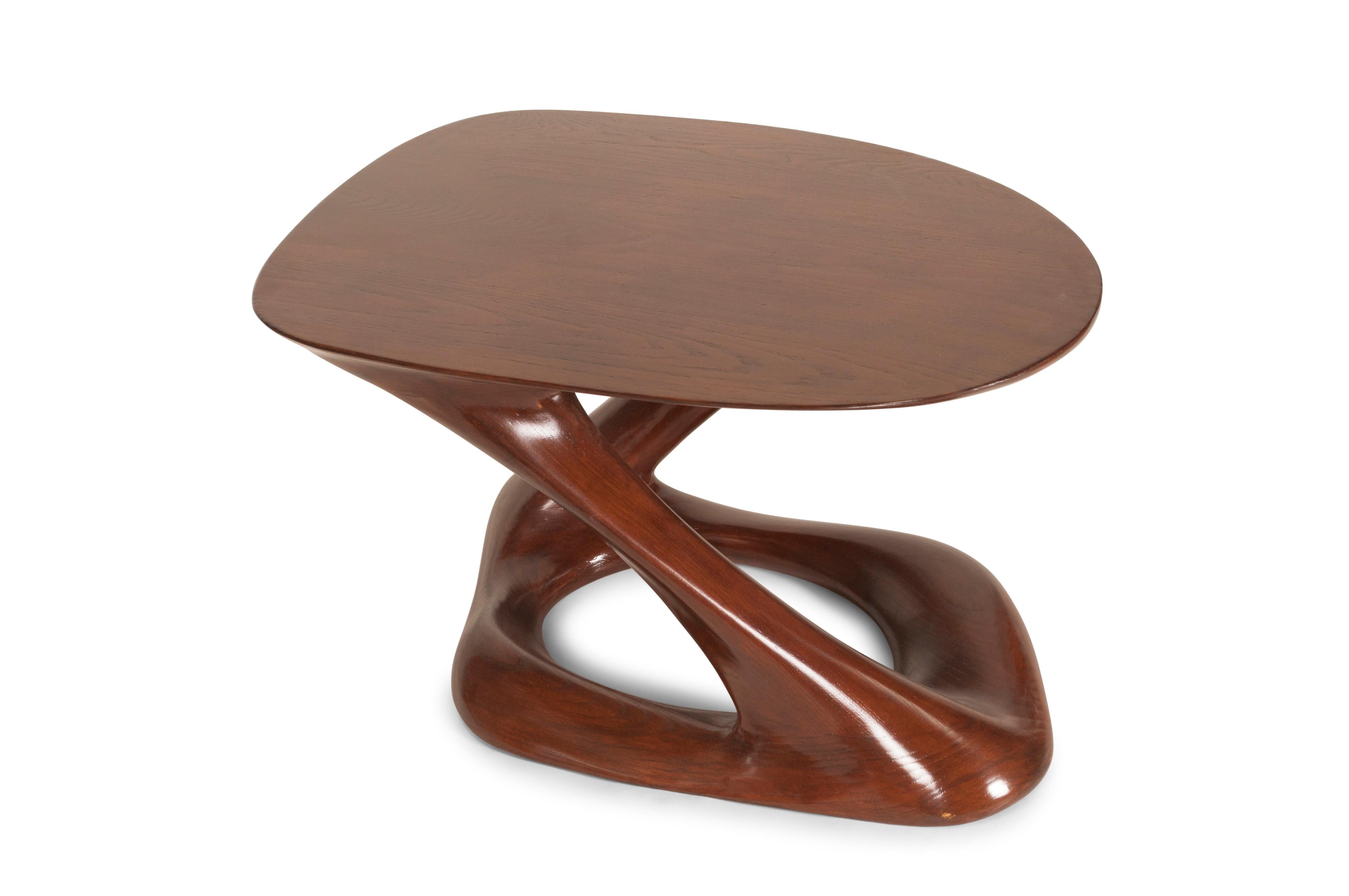 Machine-Made Amorph Plie Modern Coffee Table, Walnut Stain on Ash Wood For Sale