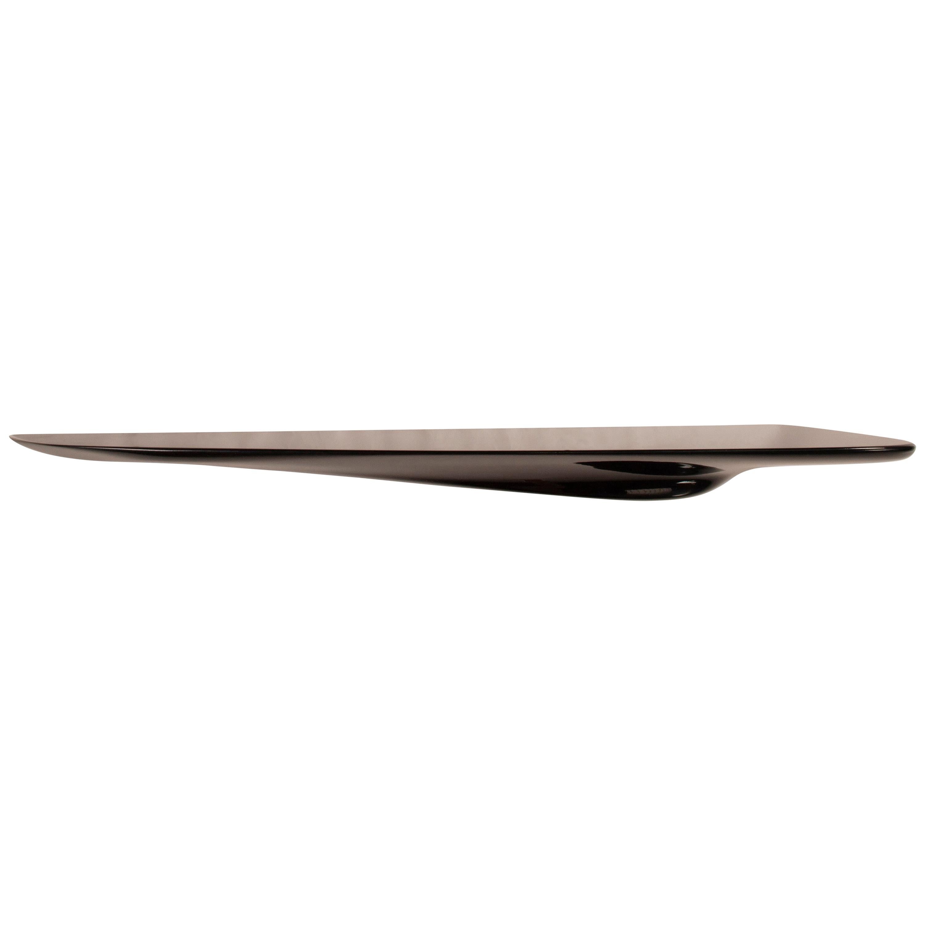 Amorph Riva Shelf in Black Lacquer Wall Mounted For Sale