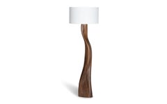 Amorph Roman floor lamp in Walnut wood with Natural stain and Ivory silk shade