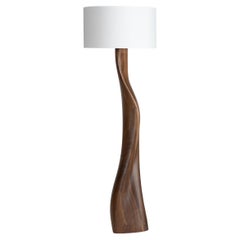 Amorph Roman floor lamp in Walnut wood with Natural stain and Ivory silk shade