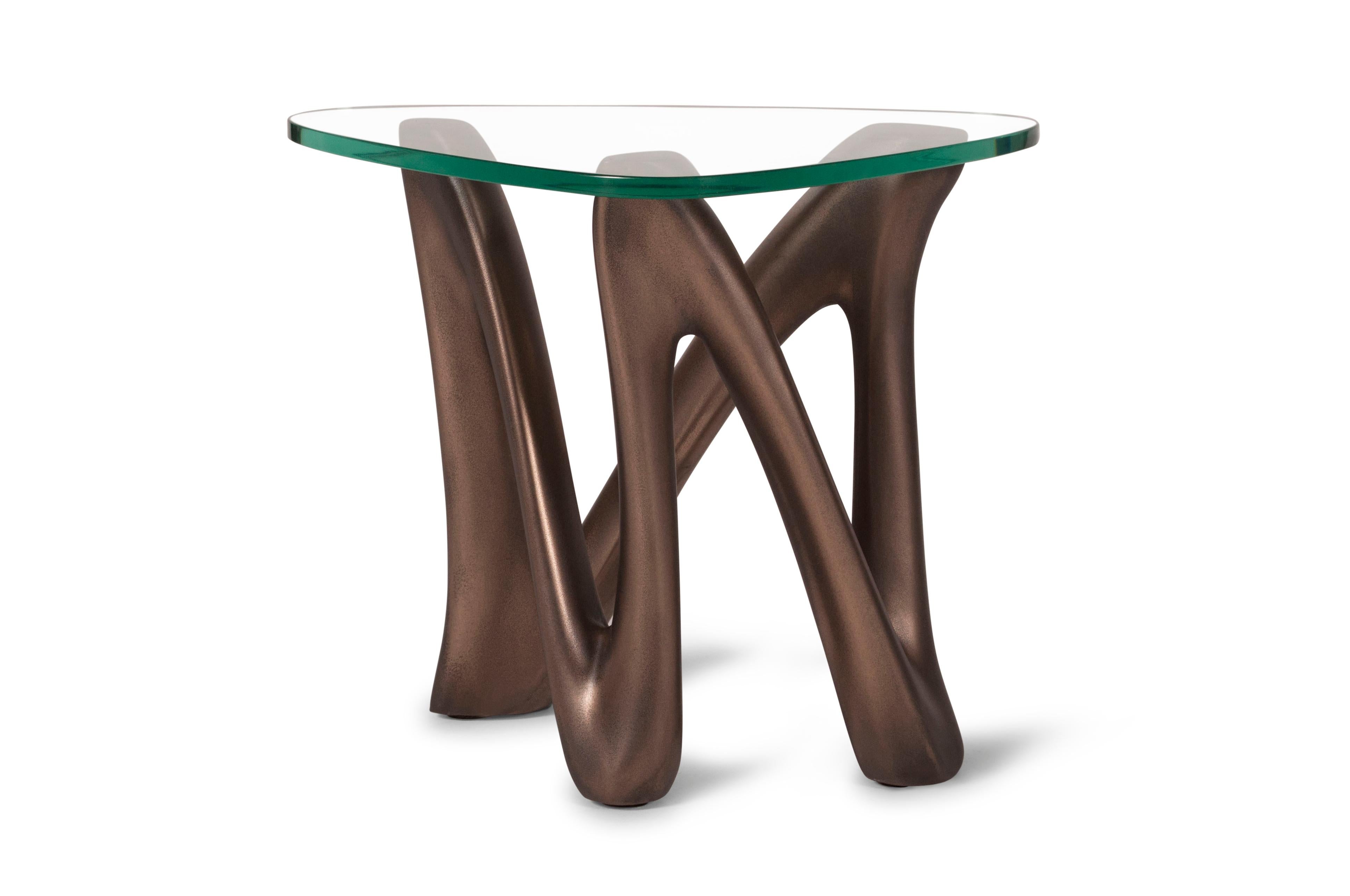 Amorph Ronia Side Table with Glass, Dark Bronze In New Condition In Los Angeles, CA