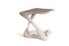 Amorph Tryst Modern Side Table in White Lacquer Matte