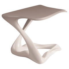 Amorph Tryst Modern Side Table in White Lacquer Matte