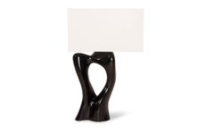 Vesta table lamp in Black Lacquer glossy finish with Ivory silk shade by Amorph