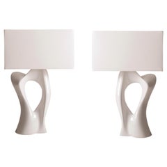 Amorph Vesta Table Lamp, Set of 2, White Lacquered Finish with Ivory shade 