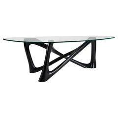 Used Amorph Walanty Modern Coffee Table Solid Ebony stain on Ash with Tempered Glass
