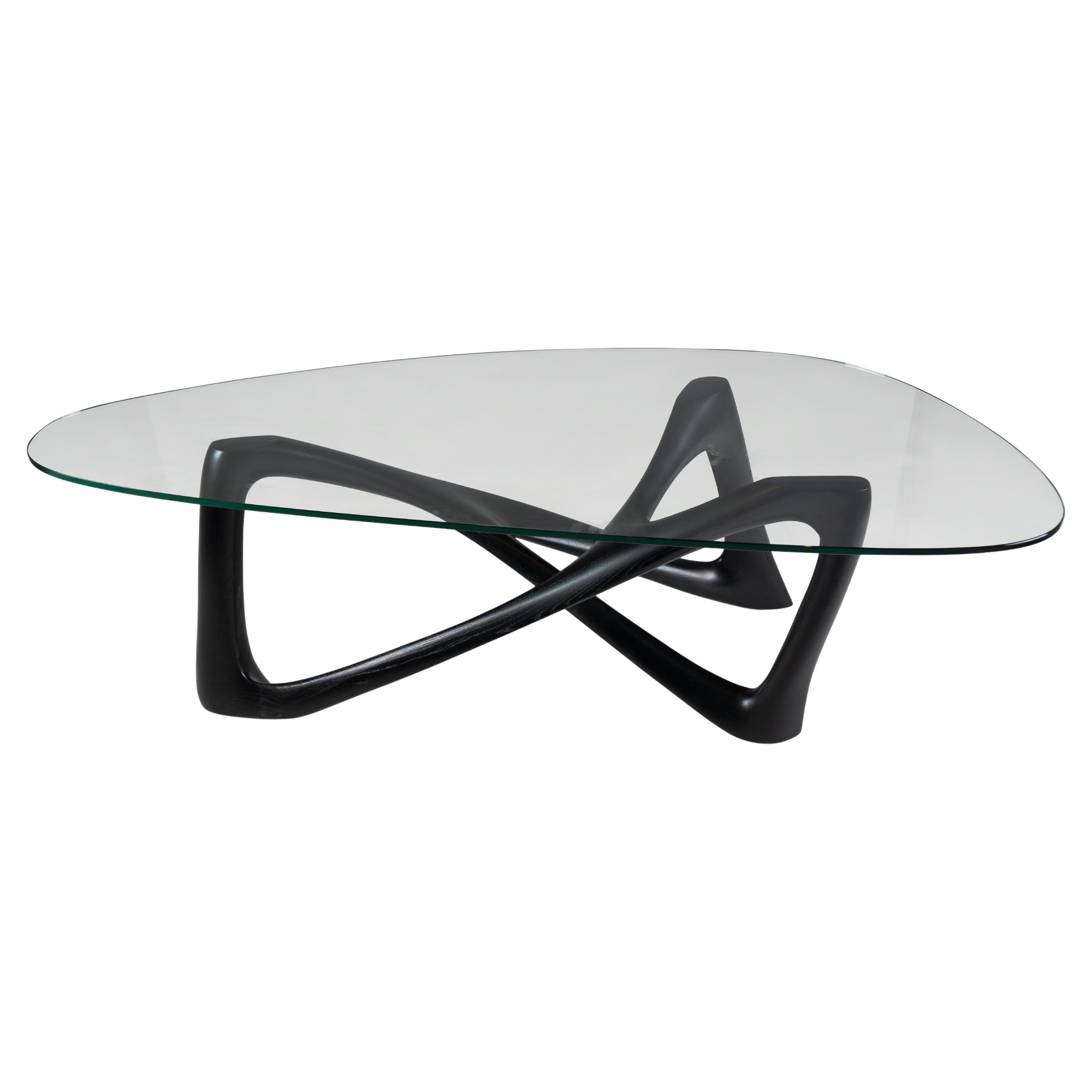 Walenty Couchtisch Ebenholzbeize, Eschenholz, gehärtetes organisches Glas von Amorph