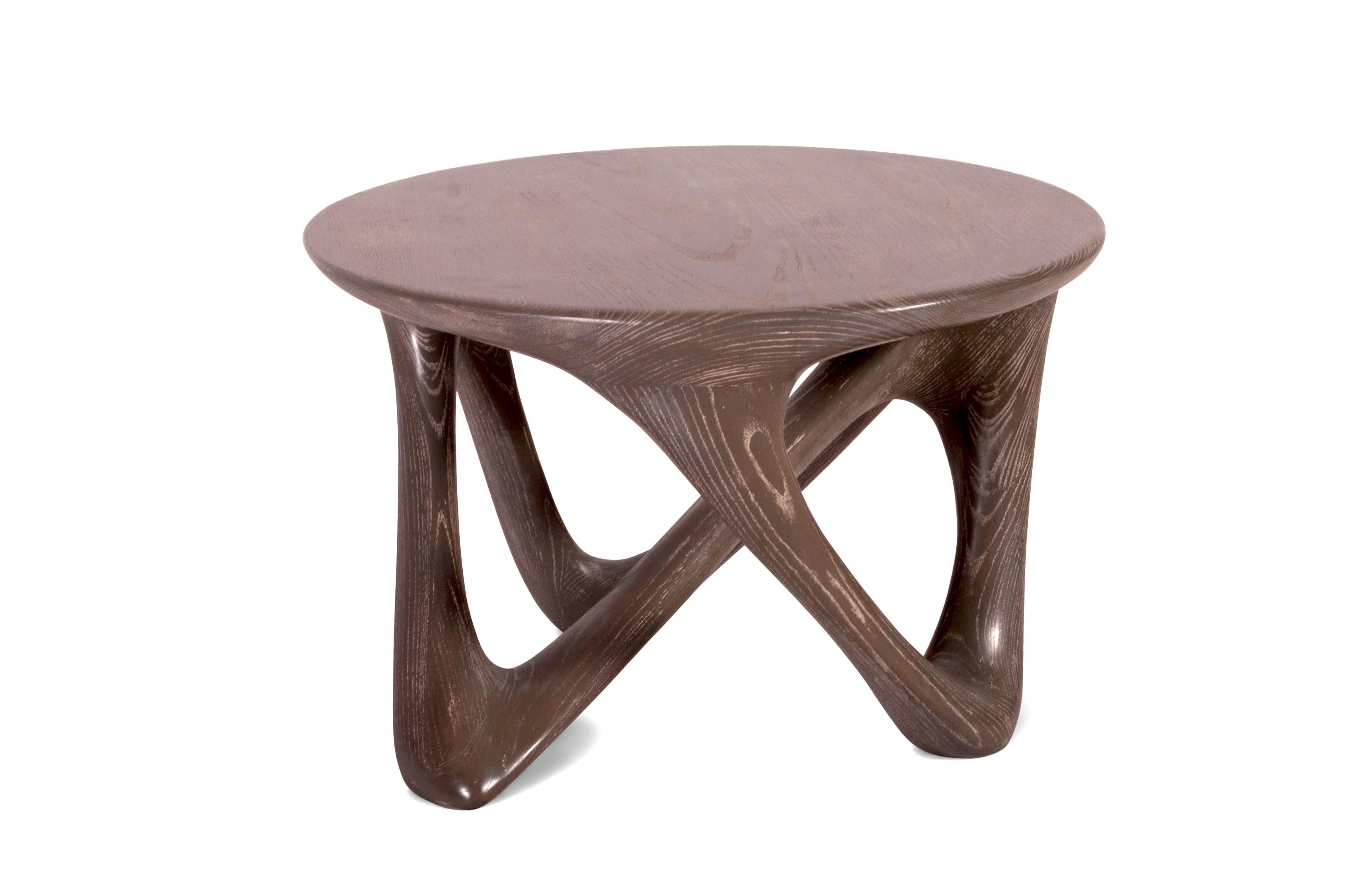 Organic Modern Amorph Ya Modern Side Table in Mesa Stain on Solid Wood For Sale
