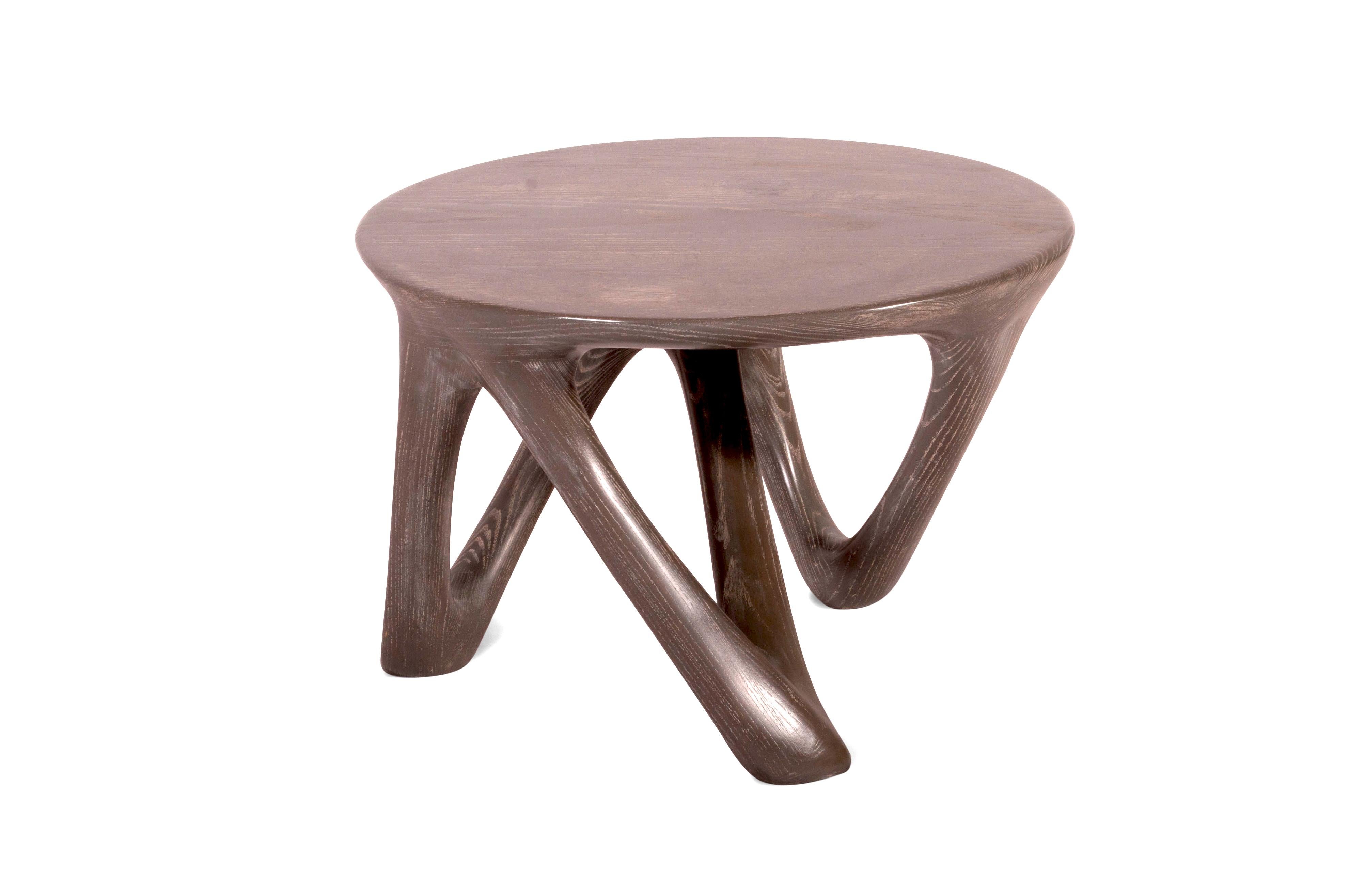 American Amorph Ya Modern Side Table in Mesa Stain on Solid Wood For Sale