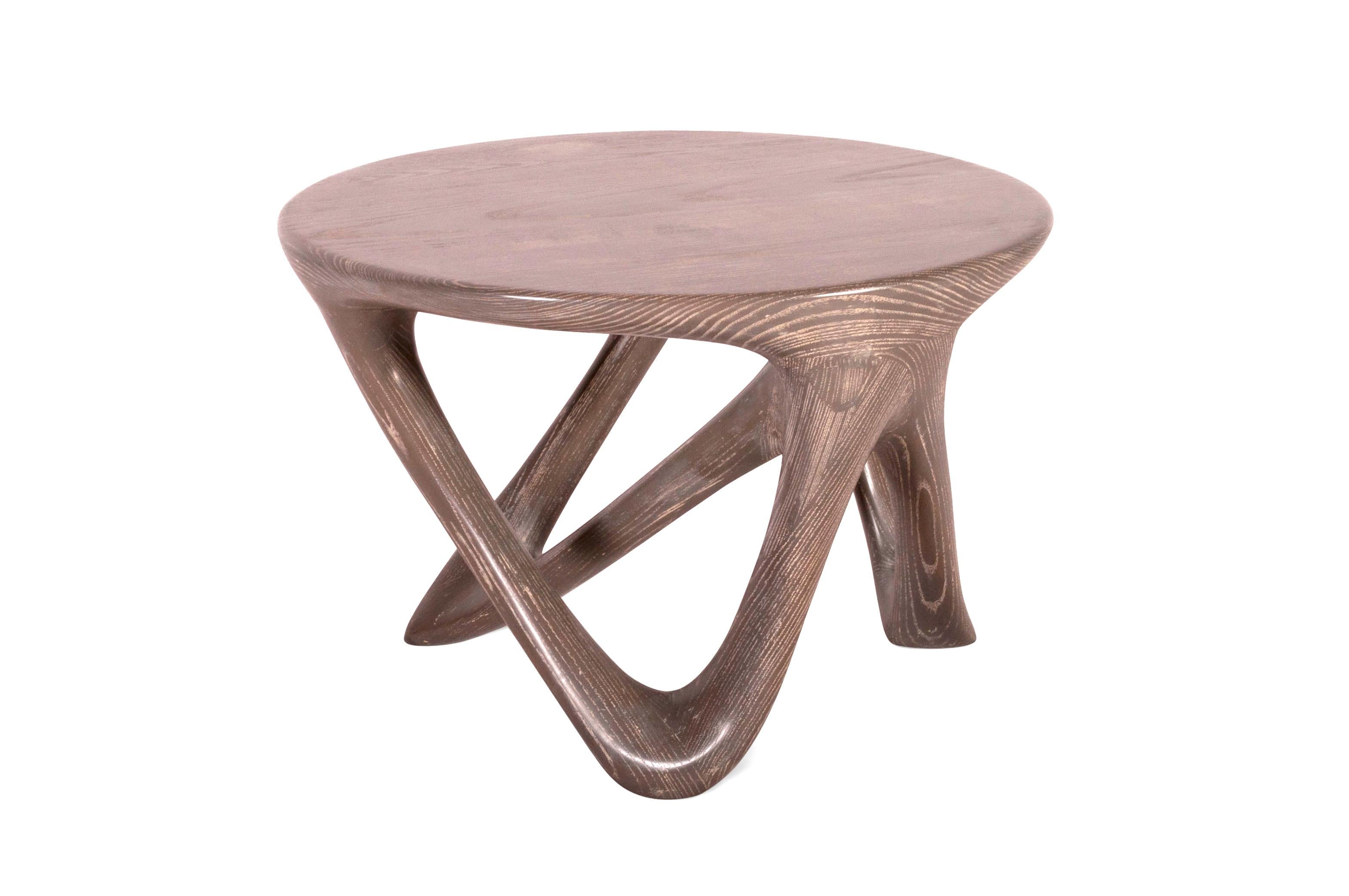 Painted Amorph Ya Modern Side Table in Mesa Stain on Solid Wood For Sale