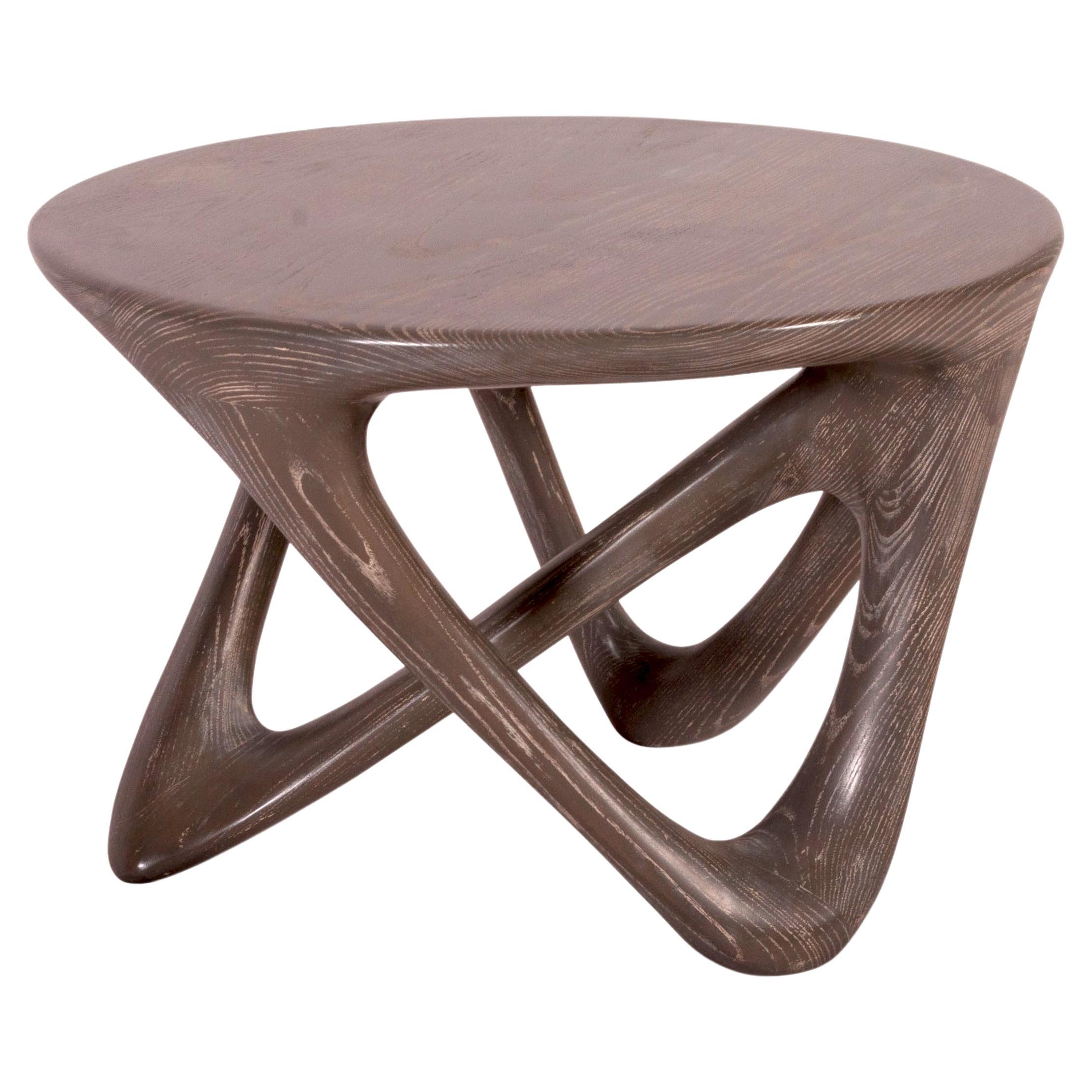 Amorph Ya Modern Side Table in Mesa Stain on Solid Wood For Sale