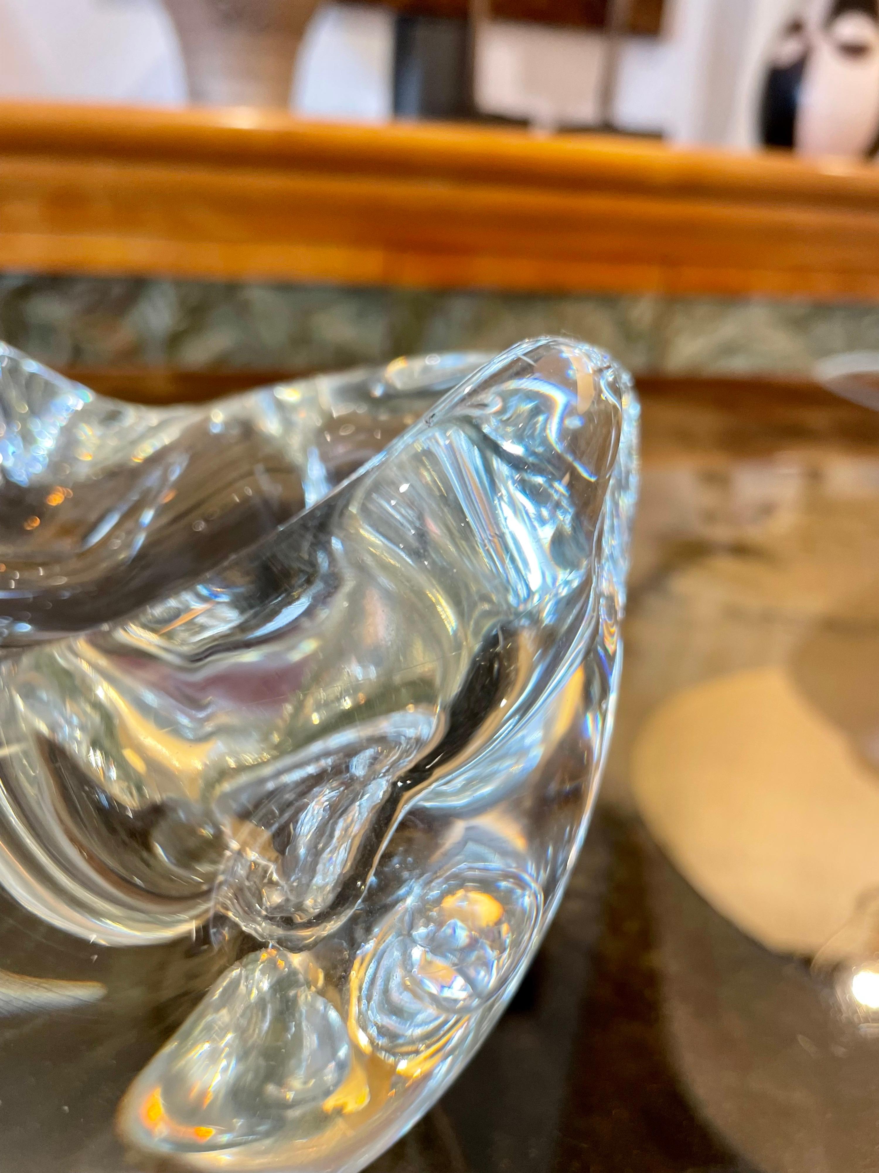 Irregular shaped Fontana Arte style Murano glass bowl.