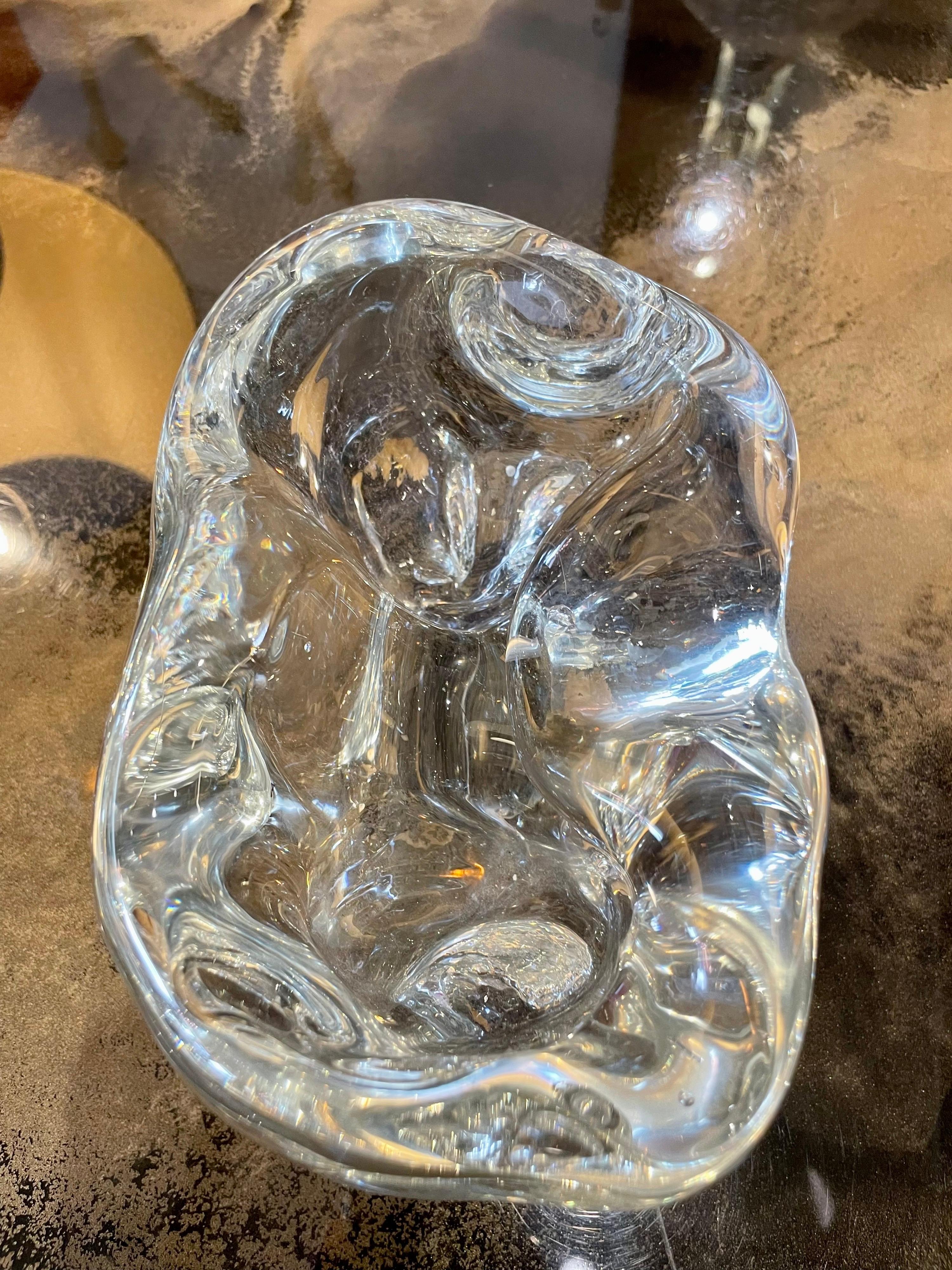 Mid-Century Modern Amorphic Natural Hand Blown Glass Cachepot / Bowl
