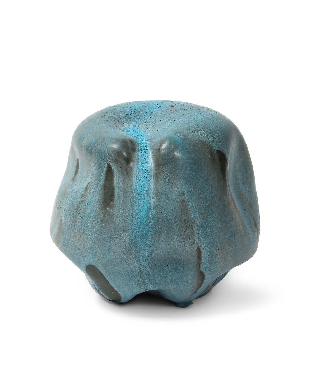 Amorphic sculpture #3 by David Haskell. Ceramic sculpture with blue glazes.