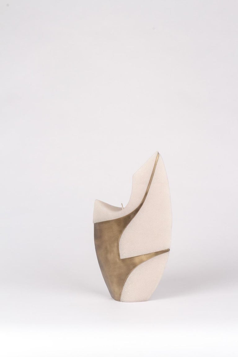 Amorphous Candles in White ShagreenTextured Wax and Brass by Patrick