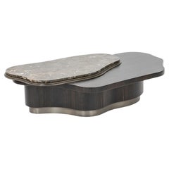 Couchtisch aus amorphem Ebenholz mit mehrschichtigen Platten aus Messing und Marmor