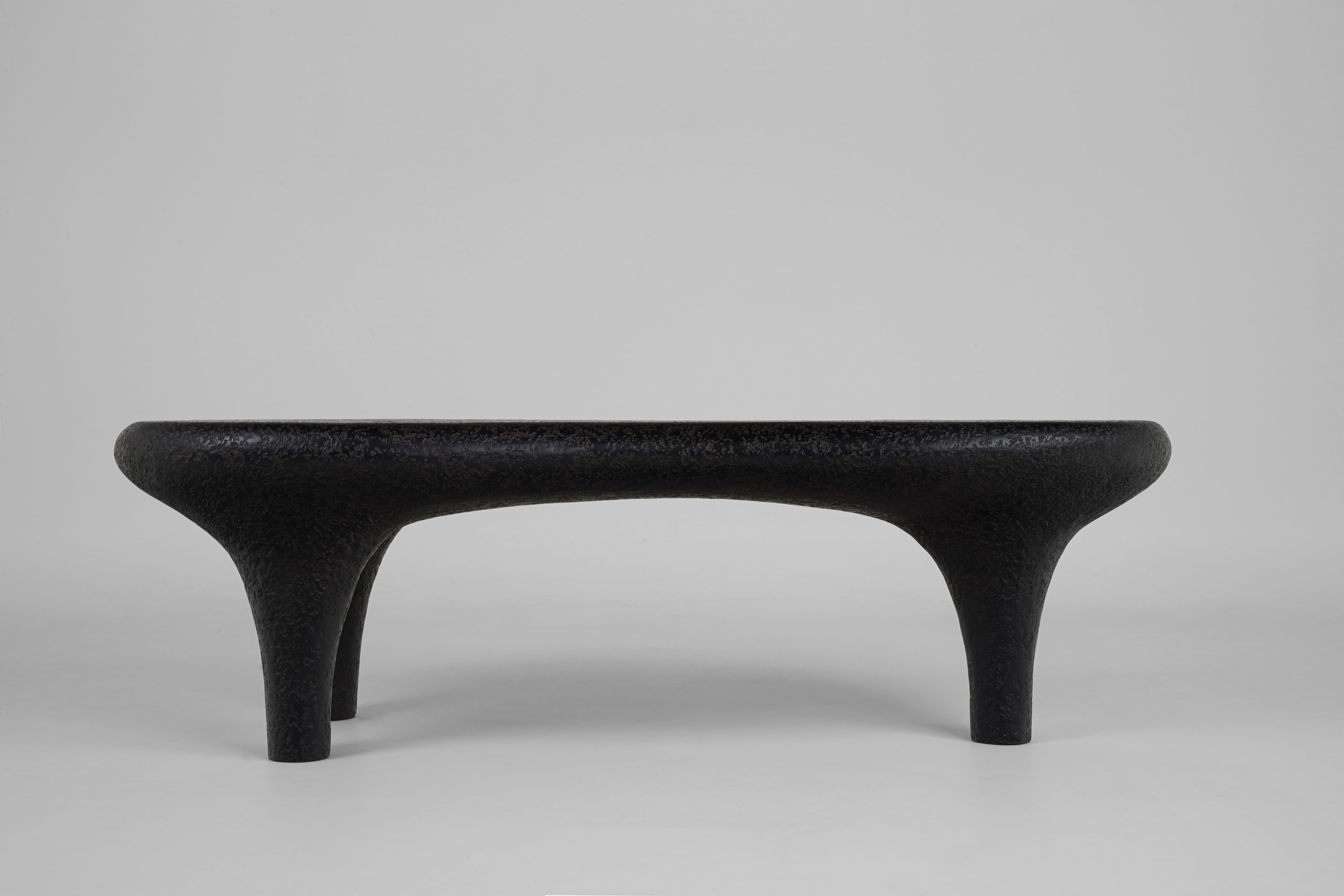 Organique Amorphous Hand Sculpted Coffee Table In Metallic Volcano Finish en vente