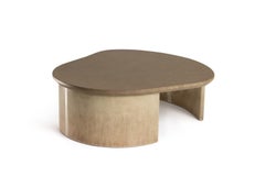 Coffee Table, Lacquered Wood in Handmade Textured Finish, Amorphous