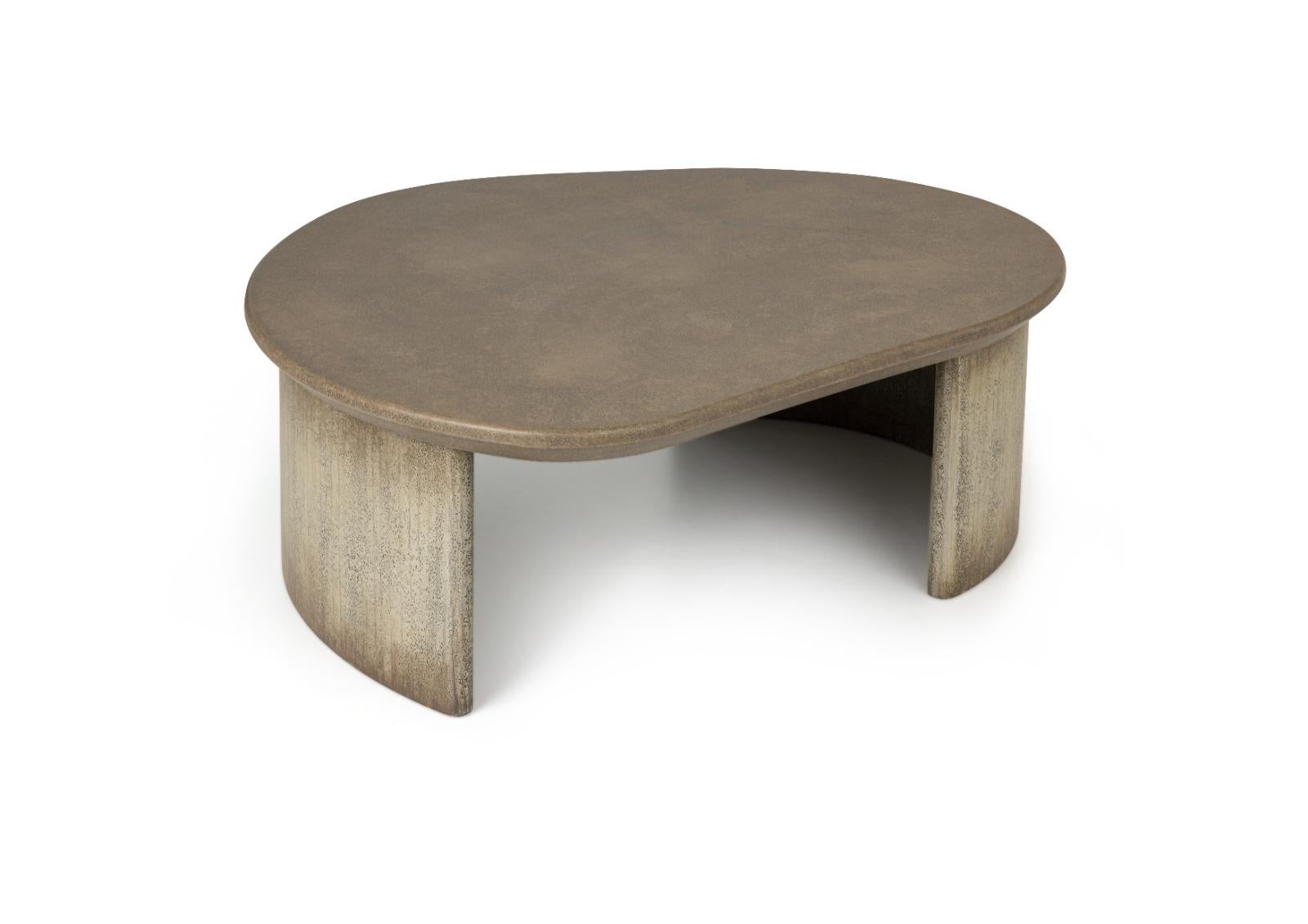 European Coffee Table, Lacquered Wood in Handmade Textured Finish, Amorphous  For Sale