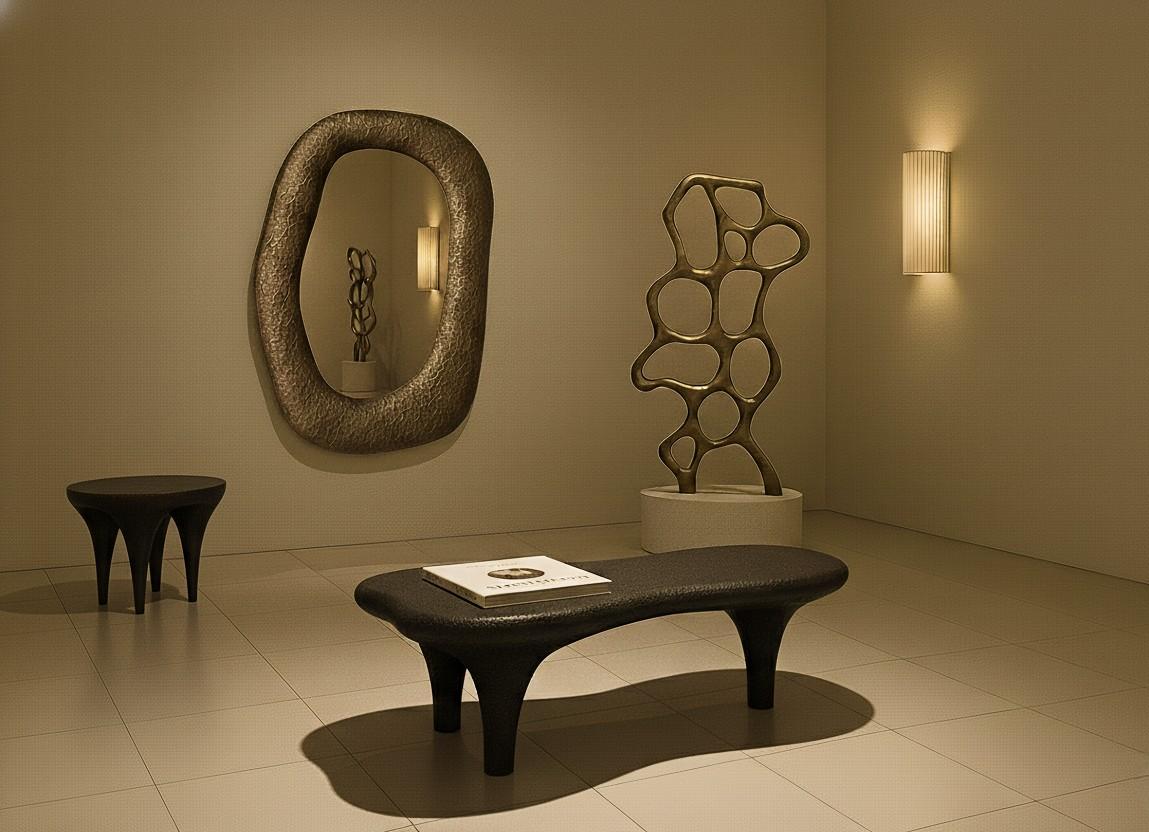 Amorphous Sculptural Coffee Table in Textured Bronze Patina by Sidani Design For Sale 3