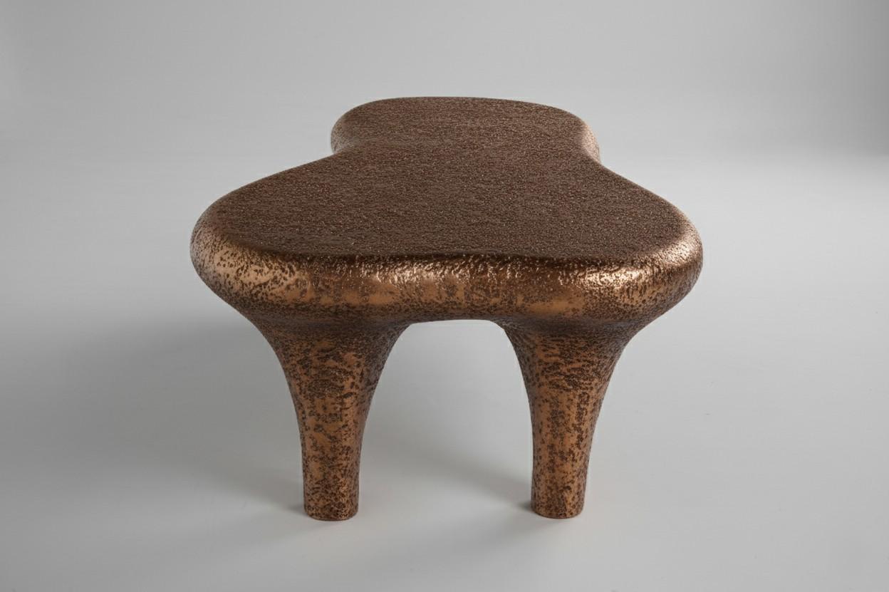 Organic Modern Amorphous Sculptural Coffee Table in Textured Bronze Patina by Sidani Design For Sale