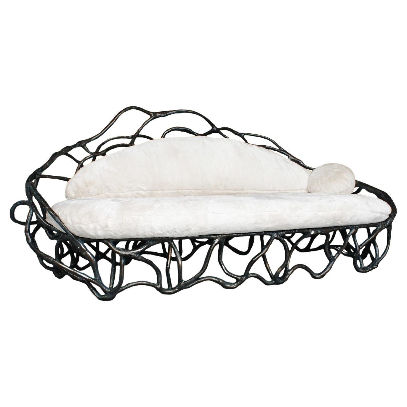 Amorphous Sculptural Outdoor Sofa In Dark Concrete Finish